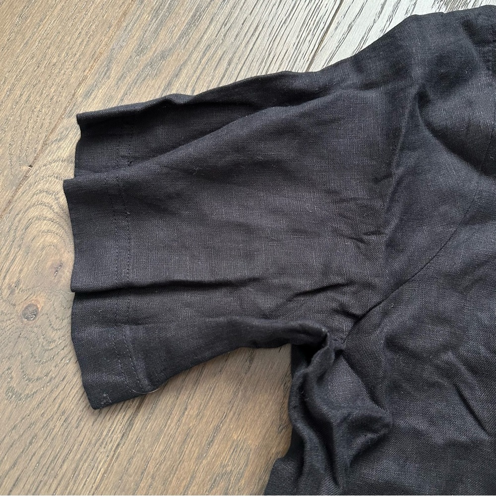 J Crew Black Linen Bungalow Popover Top - Picture 7 of 9